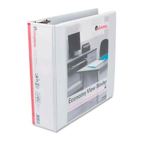 Universal Universal Economy D-Ring Vinyl View Binder, 3" Capacity, White UNV20748***